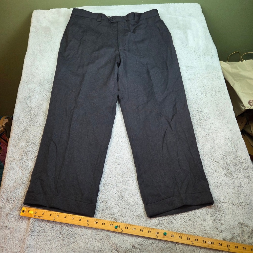 Lanificio d'Andorno Wool Dress Pants Mens 40 Super 110s Cuffed Trousers Charcoal